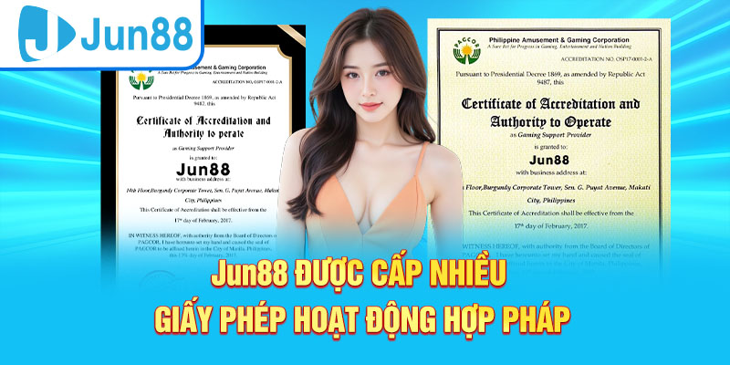 Jun88 là nhà cái được cấp giấy phép hoạt động